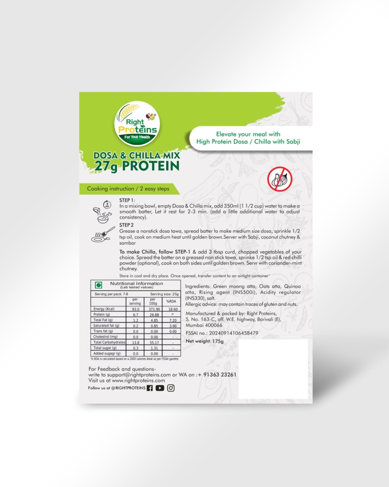 Dosa & Chilla Healthy Mix | 27g Protein | Green Moong & Oats